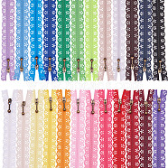 Garment Accessories, Nylon Lace Zipper, Zip-fastener Components, Mixed Color, 34x2.4cm, 2strands/color, 48strands/set(FIND-BC0001-11A)