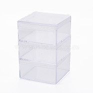 Square Polystyrene Bead Storage Container, with 3 Compartments Organizer Boxes, for Jewelry Beads Small Accessories, Clear, 8.8x6x6cm(CON-N011-014)
