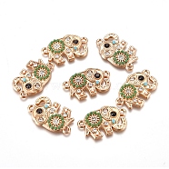 Alloy Links Connectors, with Crystal Rhinestone & Colorful Seed Beads, Elephant, Golden, 13.5x22.5x3mm, Hole: 1.8mm(ALRI-TAC0009-05G)