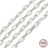 Rhodium Plated 925 Sterling Silver Paperclip Chains, Soldered, Platinum, Link: 5.5x3x1mm(STER-F052-08P)