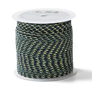4-Ply Polycotton Cord, Handmade Macrame Cotton Rope, with Gold Wire, for String Wall Hangings Plant Hanger, DIY Craft String Knitting, Dark Green, 1.5mm, about 21.8 yards(20m)/roll(OCOR-Z003-C14)