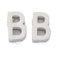 Tarnish Resistant 304 Stainless Steel Charms, Alphabet, Stainless Steel Color, Letter.B, 8x5x3mm, Hole: 1.8mm(STAS-K216-41B-P)