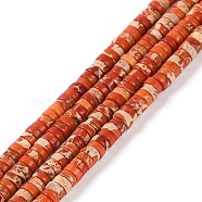 Natural Imperial Jasper Beads Strands, Dyed, Disc, Heishi Beads, Dark Orange, 4x2mm, Hole: 0.7mm, about 190pcs/strand, 15.04 inch(38.2cm)(G-Q171-A01-01J)