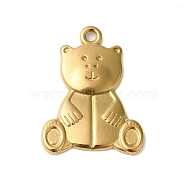 Ion Plating(IP) 304 Stainless Steel Pendants, Bear Charms, Real 18K Gold Plated, 26x19x2mm, Hole: 1.8mm(STAS-N103-20G)