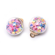 Transparent Glass Globe Pendants, with Glitter Sequins inside and CCB Pendant Bails, Round, Mixed Color, 20.5x16mm, Hole: 2.5mm(X-GLAA-WH0022-15L)