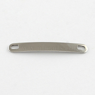 Curved Rectangle 201 Stainless Steel Blank Tag Links connectors, Stainless Steel Color, 49x6.3x1mm, Hole: 2.5x4.5mm(STAS-R071-08)
