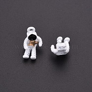 Baking Painted Alloy Pendants, Astronaut Bend Legs Around a Star, White, 19x9x4mm, Hole: 1.8mm(PALLOY-R136-06)