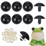 Elite 20 Sets Plastic Craft Eyes for Doll Making, with Spacer, Half Round, Black, 40x30mm(KY-PH0001-81)