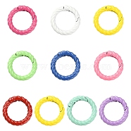 10Pcs Spray Painted Alloy Spring Gate Rings, Twist Rings, Mixed Color, 28.5x5mm, inner diameter: 18.5mm(FIND-YW0001-56)