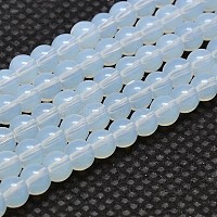 rondes perles opalite brins, AA grade, blanc, 8 mm, trou: 1 mm, environ 40 pcs / brin, {1 pouce
