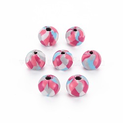 Handmade Polymer Clay Beads, for DIY Jewelry Crafts Supplies, Round, Salmon, 8.5~9x8mm, Hole: 1.8mm(CLAY-N008-054A-04)
