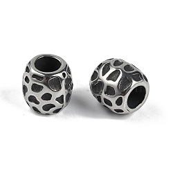 304 Stainless Steel European Beads, Large Hole Beads, Column, Antique Silver, 8x8mm, Hole: 4mm(STAS-C108-09D-AS)