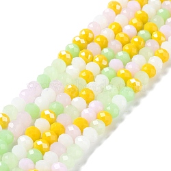 Glass Beads Strands, Faceted, Rondelle, Green Yellow, 8x6mm, Hole: 1mm, about 65~68pcs/strand, 15.7~16.1 inch(40~41cm)(EGLA-A034-M8mm-28)