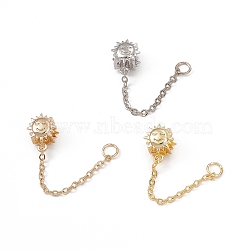 Rack Plating Brass European Beads, with Safety Chains, Large Hole Bead, Long-Lasting Plated, Sun, Mixed Color, 50mm, Sun: 12x9.5x8mm, Hole: 4.5mm(KK-G455-10)