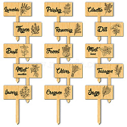 Wood Plant Labels, for Seed Potting, Herbs, Flowers, Vegetables, Name, Word, 70x50x3mm, 15pcs/set(WOOD-WH0500-002)