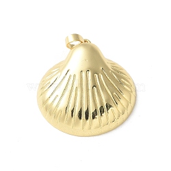 Brass Pendants, Shell Shape, Lead Free & Cadmium Free, Long-Lasting Plated, Real 18K Gold Plated, 32x25.5x8mm, Hole: 5x3.5mm(KK-P290-41G)