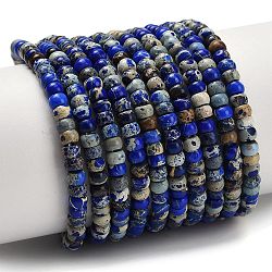Dyed Natural Imperial Jasper Beads Strands, Rondelle, Dark Blue, 4x2~3mm, Hole: 1.2mm, about 138~139pcs/strand, 14.96''~15.16''(38~38.5cm)(G-P600-A01-01B)