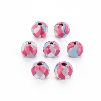 Handmade Polymer Clay Beads, for DIY Jewelry Crafts Supplies, Round, Salmon, 8.5~9x8mm, Hole: 1.8mm