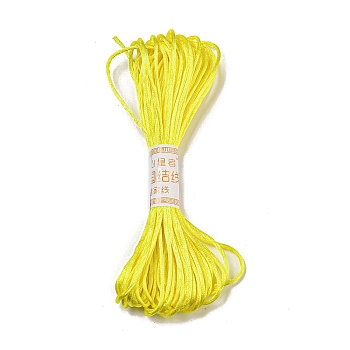 Polyester Embroidery Floss, Cross Stitch Threads, Yellow, 2mm, 10m/bundle