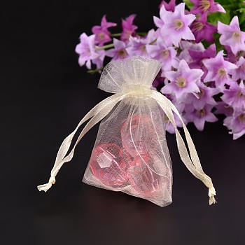 Organza Gift Bags with Drawstring, Jewelry Pouches, Wedding Party Christmas Favor Gift Bags, PapayaWhip, 7x5cm