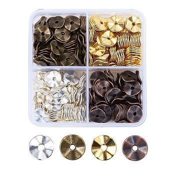 Tibetan Style Alloy Wavy Spacer Beads, Flat Round, Lead Free & Cadmium Free, Mixed Color, 10x1mm, Hole: 2mm