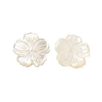 Natural White Shell Beads, Flower, WhiteSmoke, 19x19x2mm, Hole: 0.5mm