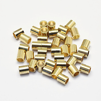 Long-Lasting Plated Brass Beads, Real 18K Gold Plated, Nickel Free, Column, 3.5x4mm, Hole: 2.5mm