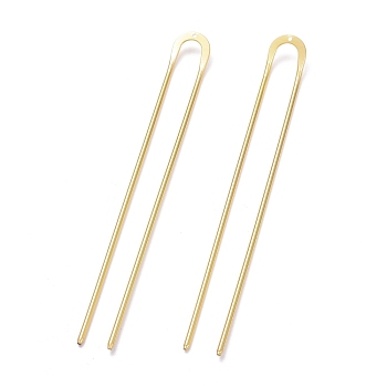 Brass Hair Fork Findings, U Shaped, Golden, 130x13.5x2mm, Hole: 1.4mm