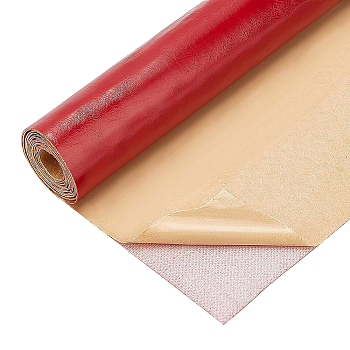 PU Leather Self-adhesive Fabric, Rectangle, FireBrick, 135x30x0.1cm