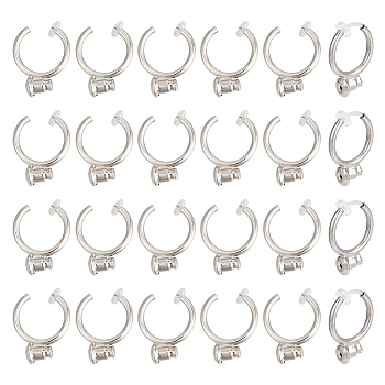 12Pairs Brass & Resin Clip-on Earring Findings, Clip-on Earring Converter, Platinum, 17.5x12.5x4.5mm, Pin: 0.9mm