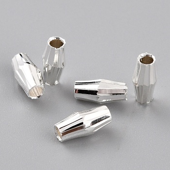 Brass Beads, Long-Lasting Plated, Bicone, 925 Sterling Silver Plated, 6x2.5mm, Hole: 1.5mm