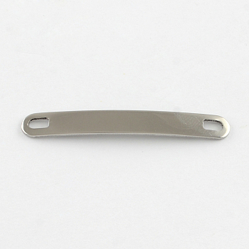 Curved Rectangle 201 Stainless Steel Blank Tag Links connectors, Stainless Steel Color, 49x6.3x1mm, Hole: 2.5x4.5mm