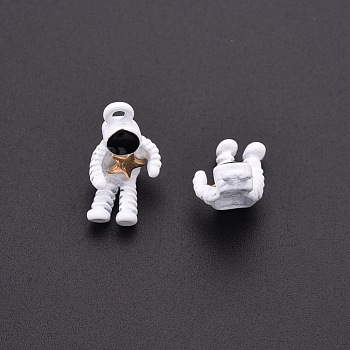 Baking Painted Alloy Pendants, Astronaut Bend Legs Around a Star, White, 19x9x4mm, Hole: 1.8mm