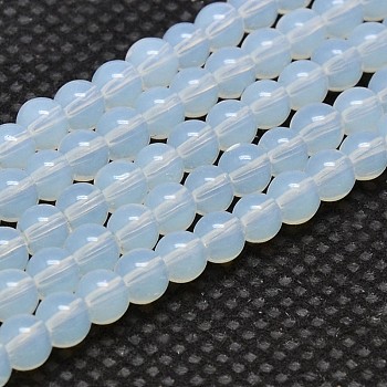 Round Opalite Beads Strands, Grade AA, White, 8mm, Hole: 1mm, about 40pcs/strand, 12 inch