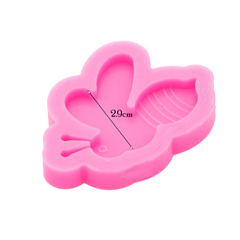 Bee DIY Pendant Silicone Molds, for Keychain Making, Resin Casting Molds, For UV Resin, Epoxy Resin Jewelry Making, Hot Pink, Inner Diameter: 29mm