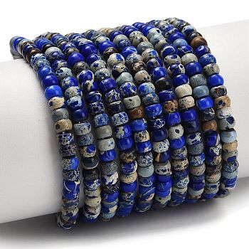 Dyed Natural Imperial Jasper Beads Strands, Rondelle, Dark Blue, 4x2~3mm, Hole: 1.2mm, about 138~139pcs/strand, 14.96''~15.16''(38~38.5cm)