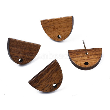 Stainless Steel Color Peru Half Round Wood Stud Earring Findings