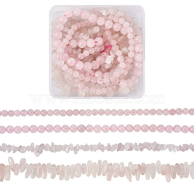 Kissitty 4 brins 4 brins de perles en pierre de quartz rose naturel(G-KS0001-11)-2
