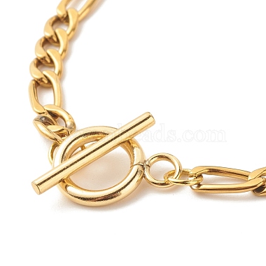 304 bracelet chaîne figaro acier inoxydable avec fermoir toggie pour femme(BJEW-JB07690)-4