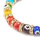 Colorful Evil Eye Lampwork Beaded Stretch Bracelet with Crystal Rhinestone for Women(BJEW-JB07872-01)-5