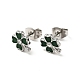 Enamel Clover with Crystal Rhinestone Stud Earrings with 316 Surgical Stainless Steel Pins(EJEW-A081-12P-02)-1