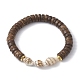 Natural Coconut and Shell Beaded Stretch Bracelets(BJEW-JB09978)-1