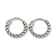 316 Surgical Stainless Steel Hoop Earrings, Ring, Antique Silver, 15x2.5mm(EJEW-D096-19B-AS)