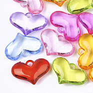Transparent Acrylic Pendants, Heart, Mixed Color, 26.5x38.5x12mm, Hole: 3.5mm(X-TACR-S133-068)