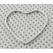 Brass Linking Rings, Valentine's Day Jewelry Accessory, Heart, Plated in Platinum Color, Nickel Free, about 21mm wide, 18.5mm long, 1mm thick(X-EC066-3NF)