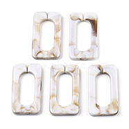 Acrylic Linking Rings, Quick Link Connectors, for Cross Chains Making, Imitation Gemstone Style, Rectangle, Floral White, 43.5x23x4.5mm, Inner Diameter: 30x12mm, about 147pcs/500g(OACR-S021-70A-D07)