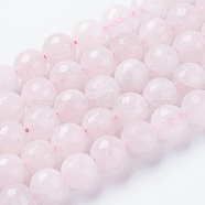Natural Rose Quartz Beads Strands, Faceted, Round, Pink, 8mm, Hole: 1mm, about 46pcs/strand, 15.75 inch(G-G542-8mm-31)