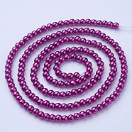Glass Pearl Beads Strands, Pearlized, Round, Camellia, 4~5mm, Hole: 1mm, about 200pcs/strand, 30.71 inch(78cm)(HY-4D-B35)