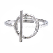 304 Stainless Steel Toggle Clasp Shape Open Cuff Ring, Hollow Chunky Ring for Women, Thailand Sterling Silver Plated, US Size 6 3/4(17.1mm)(RJEW-T023-85P)