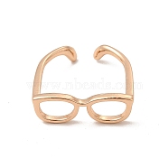 Brass Glasses Frame Open Cuff Ring for Women, Light Gold, Inner Diameter: 17mm(RJEW-F140-140KCG)
